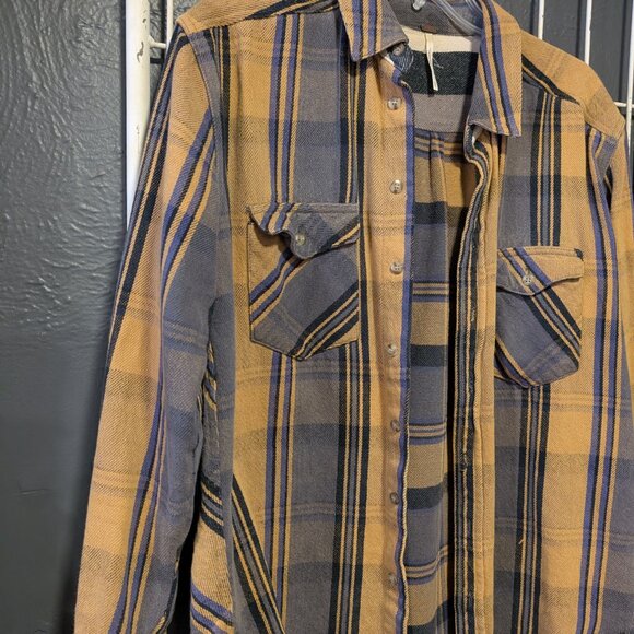 Free People Yellow and Blue Button Top. Size XS - Picture 2 of 6